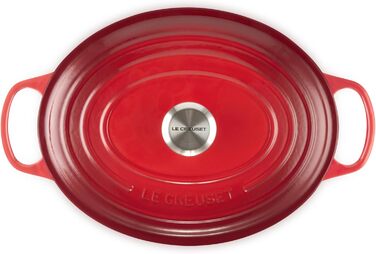 Чавунна овальна жаровня Le Creuset Signature з кришкою, 31 см, 6,3 л, для всіх плит і індукції, червона