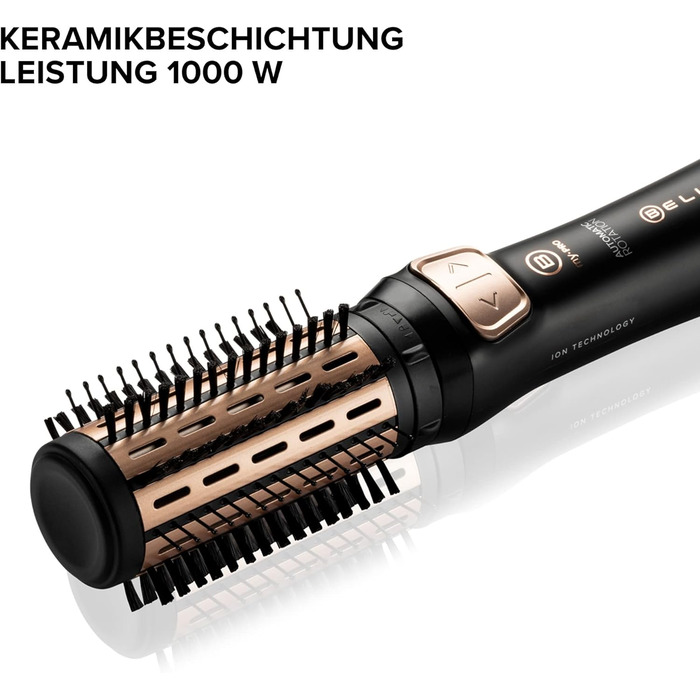 Фен-щітка Bellissima My Pro Revolution BHS4 1100, автоматична обертова, іонізація, кераміка, 1000 Вт, 2 насадки 40/50 мм, чорна/рожеве золото