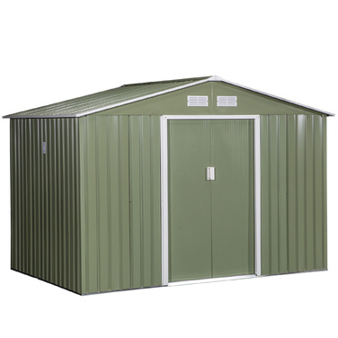 Outsunny Garden Shed Металевий садовий сарай з фундаментом світло-зелений 277 x 195 x 192 см