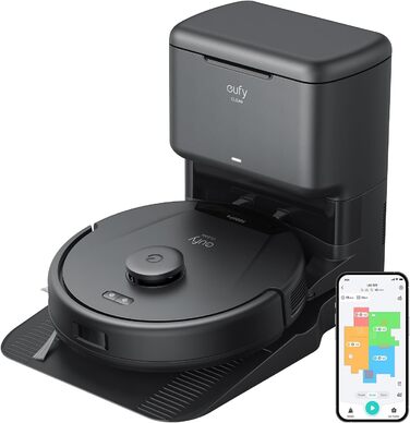 Робот-пилосос eufy L60 SES з док-станцією, потужність 5000Pa, антизаплутування волосся, 60 днів без випорожнення, iPath лазерна навігація (відновлений)
