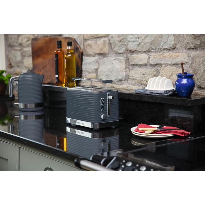 Тостер Russell Hobbs Inspire Grau на 2 тости, з підставкою для булочок, 6 режимів, розморожування та підігрів - 24373-56
