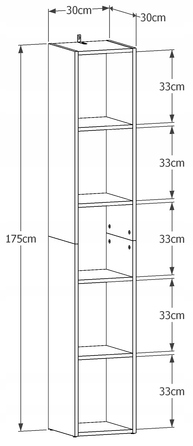 Стелаж Matkam Bodo, 30 x 175 x 30 см, білий