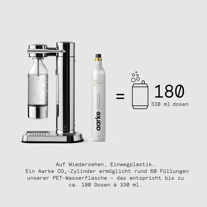 Сифонизатор для води Aarke Carbonator 3 з нержавіючої сталі, з PET-пляшкою 1л