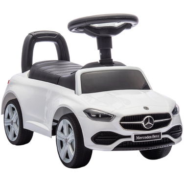 Дитячий електромобіль Mercedes-Benz C-Class з клаксоном, звуками двигуна, місцем для зберігання речей, для дітей 18-36 місяців, білий