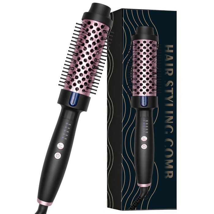 UKLISS Hairstyler 5 в 1: Фен-щітка, плойка, випрямляч для волосся (Чорно-рожевий)