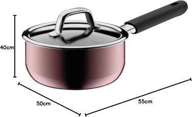Набір каструль WMF Fusiontec Mineral 4 шт, індукційні, з кришками, кераміка, без нікелю, червоні, стійкі до подряпин