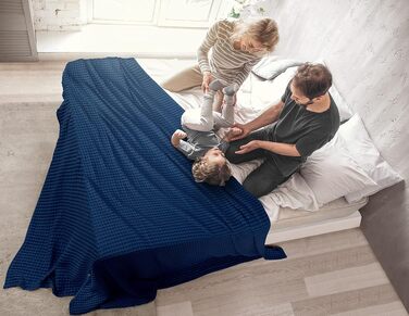 Вафельна ковдра Utopia Bedding з 100% бавовни, літня легка ковдра, 304x304 см, темно-синя (Marine)