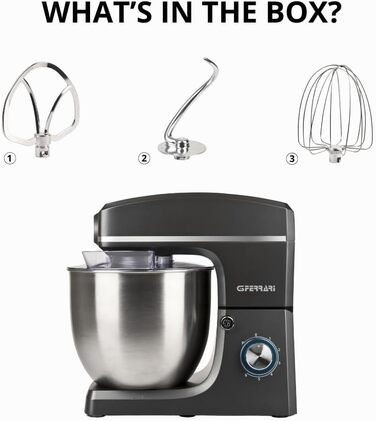 Кнемашина Pastaio 10 & Lode G3 Ferrari, 1500 Вт, 10 л, нержавіюча сталь, 6 швидкостей, контейнер з кришкою (10л, антрацитовий сірий)