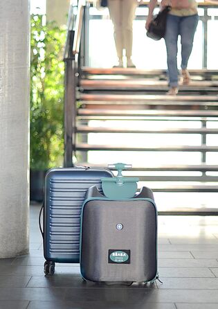 Дитяча валіза-самокат BÉABA & Micro Mobility Luggage Eazy, 2-в-1, з сидінням, для дітей від 4 років, розширювана, 22 л, багато відділень, синя