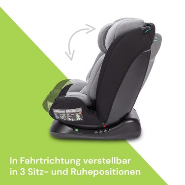 Дитяче автокрісло Booboo Safety London i-Size Reboarder 40-150 см, без Isofix, чорний/сірий