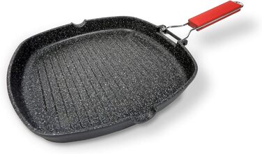 Сковорода-гриль Moneta Pro Grill 28x28 см з антипригарним покриттям, складаною ручкою, підходить для індукції