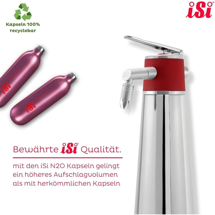 iSi Thermo XPress Whip PLUS 1 л — професійний сифоновий збивач вершків із термоізоляцією для гарячих і холодних соусів та вершків, нержавіюча сталь, підходить для посудомийної машини, сріблястий/червоний, з щіточкою для чистки
