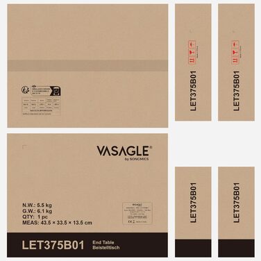 VASAGLE приліжковий столик з розетками та USB, вузький, 30x34x58 см, горіхово-коричневий/чорний, для вітальні і спальні