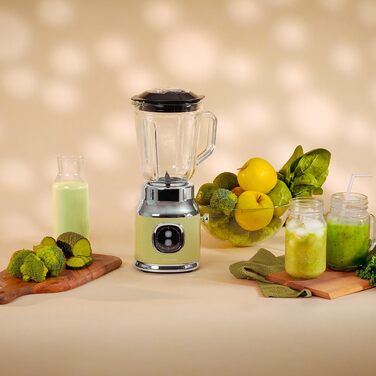 Блендер Cecotec RetroTwist Black 800W з титановим ножем та скляною колбою 1л, вінтажний дизайн