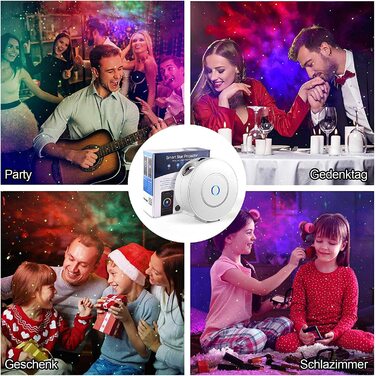 Розумний LED-проектор зоряного неба MILFECH: RGB-лампа 3D Галактика з керуванням через WLAN, Alexa та Google Assistant, таймером та регулюванням яскравості, нічник для дітей та свят