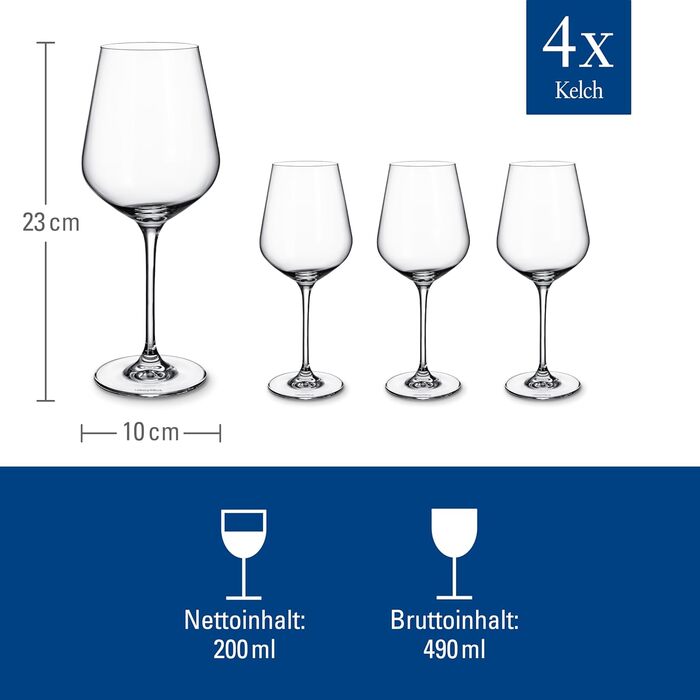 Villeroy & Boch La Divina Набір склянок для віскі та джину 4 шт. 250 мл, кришталь, придатні для миття в посудомийній машині