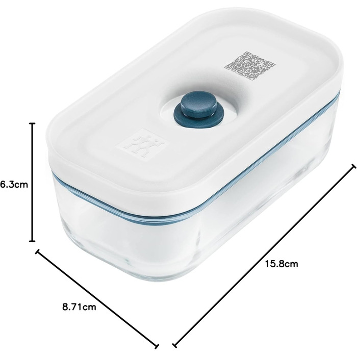 Вакуумний контейнер ZWILLING Fresh & Save зі скла, розмір S, з вакуумною кришкою, колір Blue La Mer