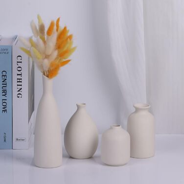 Вази керамічні Bunte, набір 4 шт., жовто-помаранчево-блакитні, для дому (вітальня, кухня, офіс, ванна) - декор на полицю, камін, стіл
