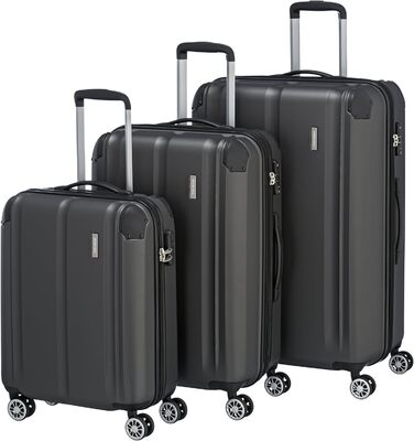 Набір валіз Travelite CITY з жорстким корпусом L/M/S, 3 штуки, на 4 колесах, ручна поклажа S, валізи з подряпиностійким покриттям, TSA-замок, розширювач (крім S), антрацит