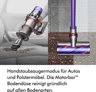 Бездротовий пилосос Dyson V11 Advanced: 200 Airwatt, 60 хвилин роботи, технологія видалення шерсті, для підлоги та рук (Nickel/Violett)