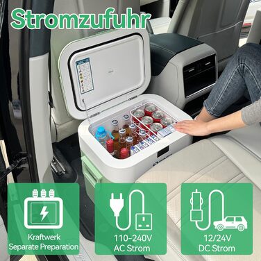 Автохолодильник BINGI 22л портативний, 12/24V DC, 230V AC: для авто, кемпінгу, дому (зелений)