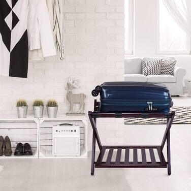 Підставка для багажу Casual Home з масиву дерева з полицею, колір Espresso