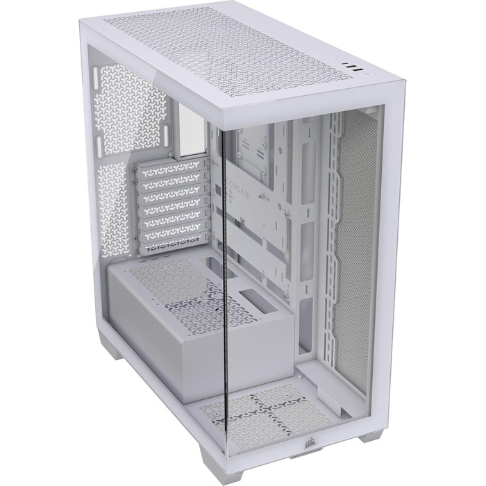 Корпус для ПК CORSAIR 3500X Mid-Tower ATX, білий, панорамне загартоване скло, сумісний з реверсивним підключенням материнської плати, без вентиляторів