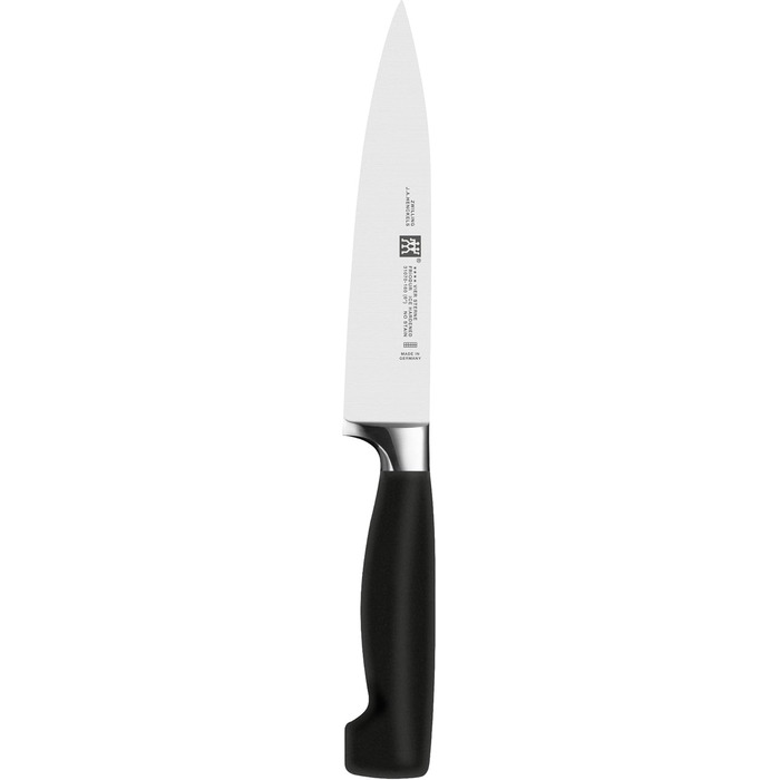 Набір ножів ZWILLING Vier Sterne 6 предметів з дерев'яним блоком з буку, з точильним бруском, нержавіюча сталь, ергономічні ручки, чорний, Made in Germany