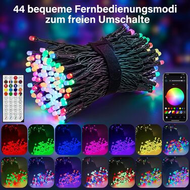Розумна RGB LED гірлянда HeiPard 20м, 200 світлодіодів з керуванням через App та пульт, IP44 для вулиці та дому, музичний та голосовий режим, кольорова підсвітка для Різдва та декору