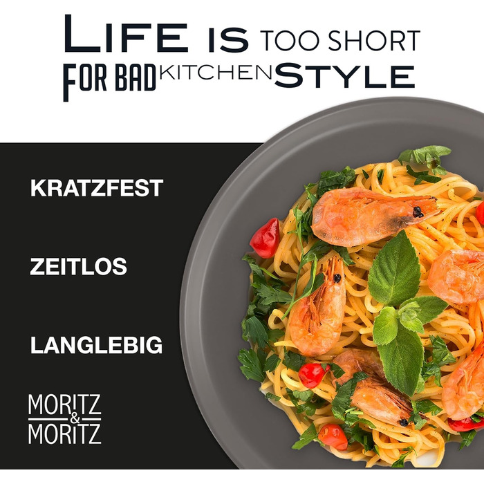 Набір кавових чашок Moritz & Moritz NORDIC, 6 шт., 300 мл, кераміка, сірий колір, з ручкою. Підходять для кави, чаю, капучино. Комплект посуду (48 предметів)