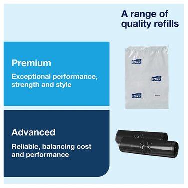Tork Elevation кошик для сміття 5 л, компактний санітарний контейнер із самозакривною кришкою, настінний монтаж, для ванної або кабіни, 33,8x19x16 см, чорний