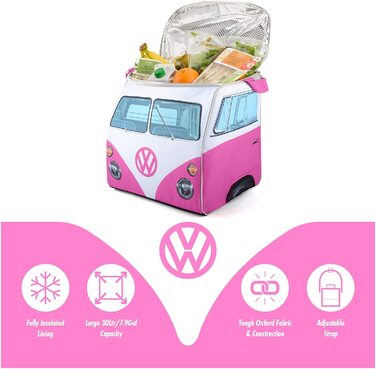 Термосумка-холодильник Volkswagen T1 Bulli Bus, ізольована, для пікніка та кемпінгу, рожева