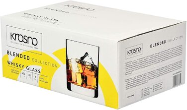 Набір склянок для віскі Krosno Tumbler 300 мл, 6 шт, колекція Blended, для дому, ресторанів і вечірок, можна мити в посудомийці