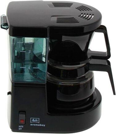 Кавоварка Melitta Aromaboy 1015-02 з фільтром, скляна каністра, чорна, компактна, пластикова, набір зі скляною каністрою