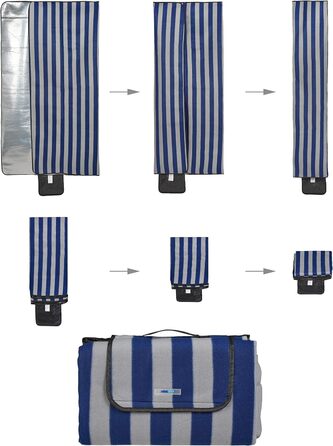 Пікнік-ковдра Relaxdays XXL 200x200 см, флісова, теплоізольована, водонепроникна, з ручкою, синьо-сіра