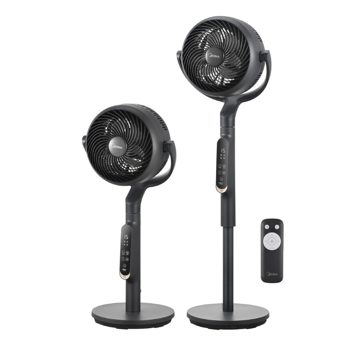 Вентилятор підлоговий Midea FS40-23MR з пультом, 3 швидкості, телескопічна висота, поворот 90°, чорний