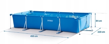 Каркасний прямокутний садовий басейн Intex 450x220x84 см, арт. 28273