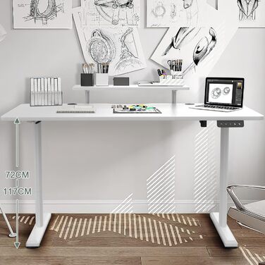 Ергономічний електричний стіл TRIUMPHKEY 120x60 см з регулюванням висоти, чорний, з моніторною полицею, стоячо-сидячий комп'ютерний стіл
