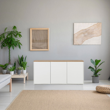 Сервант KELO S 160x40x76 см, 3 дверцята, білий/дуб hjh LIVING