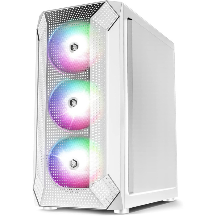 Ігровий корпус для ПК EMPIRE GAMING Ruby, білий, середній Tower ATX/MATX/ITX, акрилова бокова панель, ARGB підсвічування, 4 вентилятори 120 мм, MB Sync