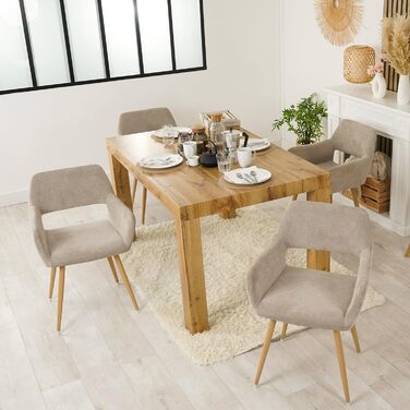 Крісла для їдальні та кухні Cosy 2 шт. з м'яким сидінням, металевим каркасом, бежевого кольору, 56x56x78 см
