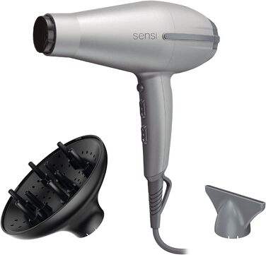 Фен професійний Gama Italy Tempo 5D Sensi - 2200 Вт, 5D Ultra Ozone Ion Protect, сріблястий/чорний
