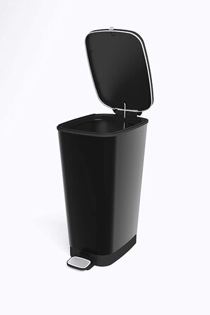 Сміттєвий бак CURVER KIS Chic Bin Style 45 л з педаллю та кришкою, металевий чорний, з тримачем для пакетів
