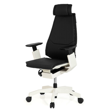 Офісний крісло GENIDIA PRO WHITE - шкіряне, чорне, hjh OFFICE