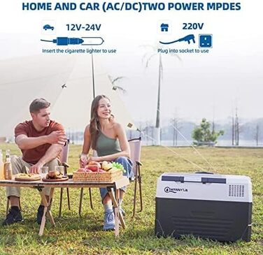 Автомобільний компресорний холодильник Wannyton 18л, 100-240V/12V, для напоїв, чорно-білий