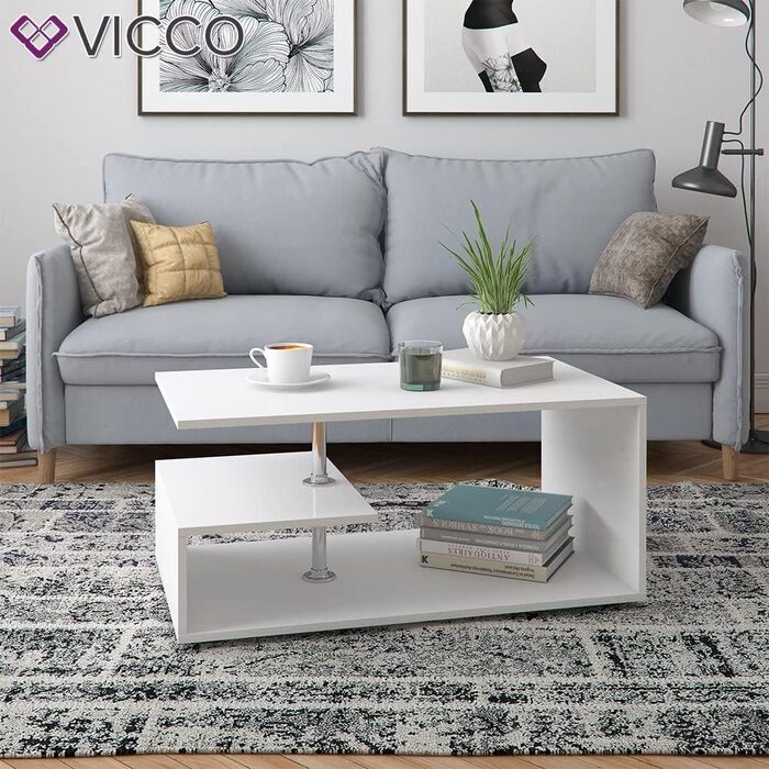 Журнальний стіл Vicco Guillermo білий 91x41x53 см