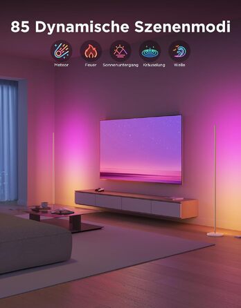 Розумна RGBIC LED торшерна лампа Govee для вітальні, WiFi підсвітка 1000лм з регулюванням яскравості, золотиста (набір 2 шт)