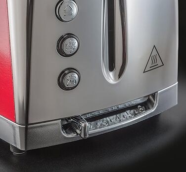 Тостер Russell Hobbs Luna Edelstahl Red на 2 тости, нержавіюча сталь, 6 режимів, розморожування, підігрів, підйом тостів, 1550 Вт
