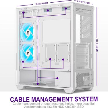 Ігровий корпус для ПК FOIFKIN F1 білий, ATX Mid-Tower, 5 ARGB PWM вентиляторів, 270° панорамне скло