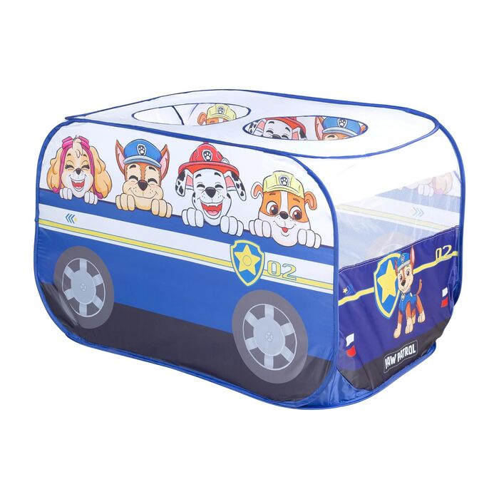 Дитячий ігровий намет Pop-Up Paw Patrol у формі авто, для дому та вулиці, синьо-білий, автоматичне складання, roba